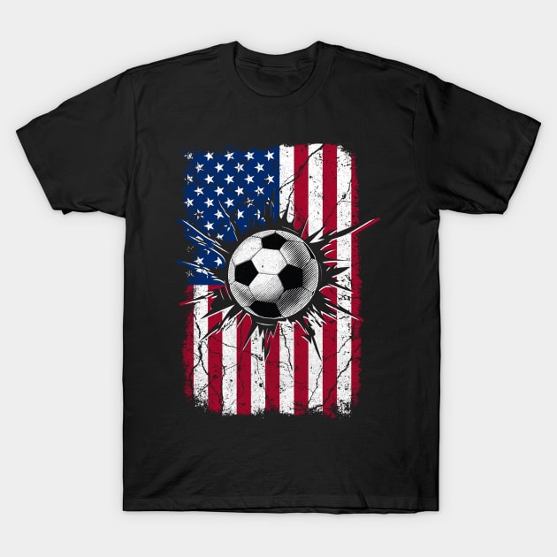 Vintage Soccer 4th of July Men USA American Flag Boys T-Shirt by JoanaArtStore